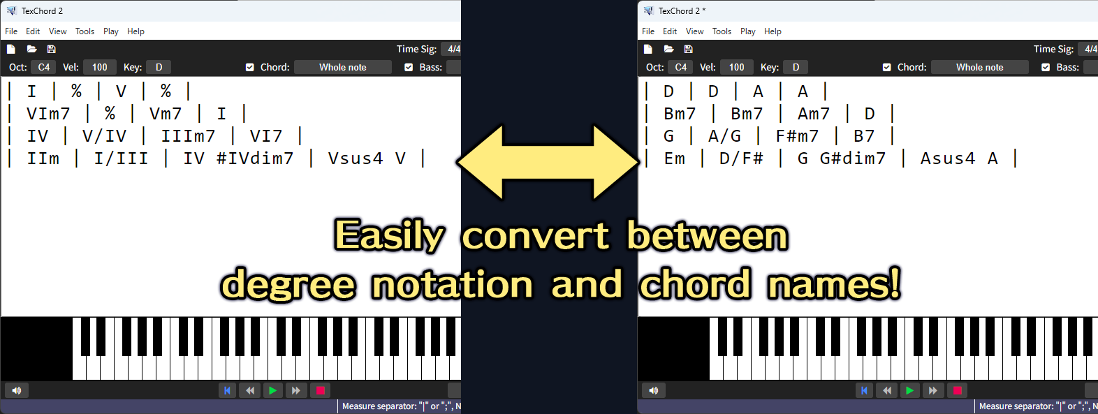 Convert between note names and degree names!